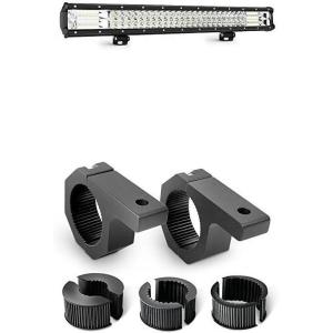 Nilight 23Inch 297W Triple Row 29700LM Flood Spot Combo LED Light Bar Fog Lights With Off-Road Light Mounting Bracket Horizontal Bar Tube Clamp, 2 Years Warranty