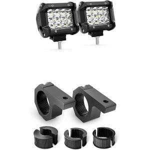 Nilight 2PCS 4Inch 36W Triple Row 3600LM Spot LED Light Bar Fog Lights With Off-Road Light Mounting Bracket Horizontal Bar Tube Clamp, 2 Years Warranty