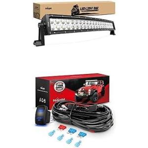Nilight LED Light Bar 22Inch 120W Curved Spot Flood Combo Led Off Road Lights with 12V 5Pin Rocker Switch 16AWG Wiring Harness Kit-2 Lead, 2 Years Warranty