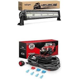 Nilight LED Light Bar 22Inch 480W Spot Flood Combo Led Off Road Lights with 12V 16AWG Wiring Harness Kit-2 Lead, 2 Years Warranty