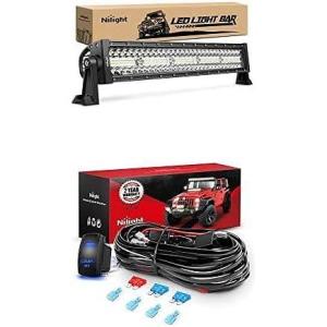 Nilight LED Light Bar 22Inch 480W Spot Flood Combo Led Off Road Lights with 12V 5Pin Rocker Switch 16AWG Wiring Harness Kit-2 Lead, 2 Years Warranty