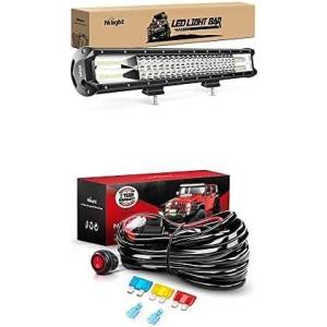 Nilight LED Light Bar 26Inch 297W Spot Flood Combo Led Off Road Lights with 12V 14AWG Wiring Harness Kit-1 Lead, 2 Years Warranty