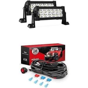 Nilight LED Light Bar 2PCS 7Inch 36W Spot Led Off Road Lights with 12V 16AWG Wiring Harness Kit-2 Lead, 2 Years Warranty
