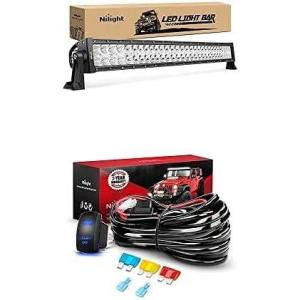 Nilight LED Light Bar 32Inch 180W Spot Flood Combo Led Off Road Lights with 12V 5Pin Rocker Switch 14AWG Wiring Harness Kit-1 Lead, 2 Years Warranty