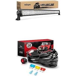 Nilight LED Light Bar 42Inch 240W Spot Flood Combo Led Off Road Lights with 12V 14AWG Wiring Harness Kit-1 Lead, 2 Years Warranty
