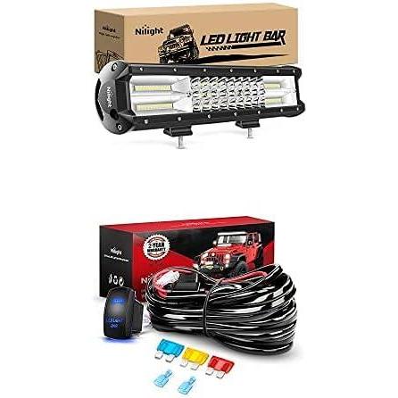 image:imageNilight LED Light Bar 15Inch 216W Spot Flood Combo Led Off Road Lights with 12V 5Pin Rocker Switch 14AWG Wiring Harness Kit1 Lead 2 Years Warranty
