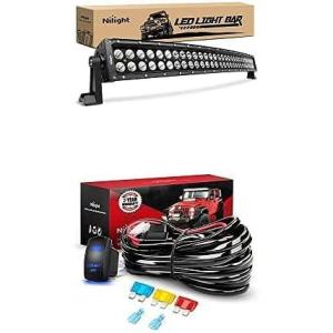 Nilight LED Light Bar 32Inch 180W Curved Spot Flood Combo Led Off Road Lights with 12V 5Pin Rocker Switch 14AWG Wiring Harness Kit-1 Lead, 2 Years Warranty