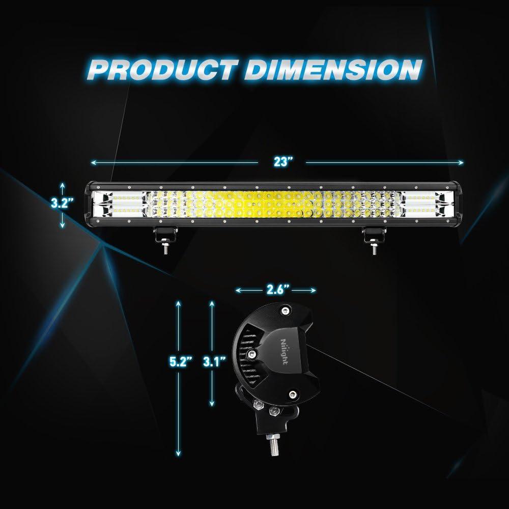 image:imageNilight LED Light Bar 23Inch 297W Triple Row 29700LM Flood Spot Combo Led Off Road Lights With 12V 5Pin Rocker Switch 16AWG Wiring Harness Kit2 Lead 2 Years Warranty