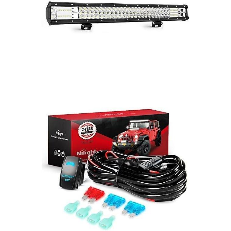 image:imageNilight LED Light Bar 23Inch 297W Triple Row 29700LM Flood Spot Combo Led Off Road Lights With 12V 5Pin Rocker Switch 16AWG Wiring Harness Kit2 Lead 2 Years Warranty