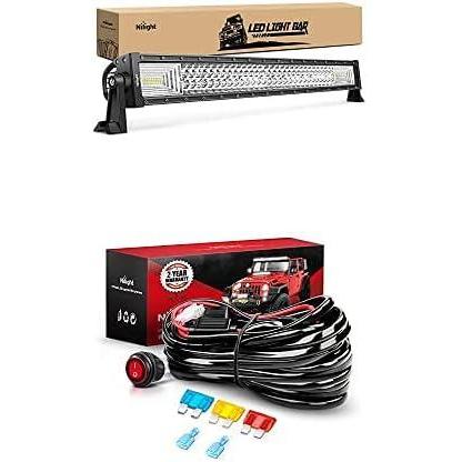 image:imageNilight LED Light Bar 32Inch Spot Flood Combo Led Off Road Lights with 12V 14AWG Wiring Harness Kit1 Lead 2 Years Warranty