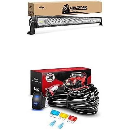 image:imageNilight LED Light Bar 42Inch 648W Spot Flood Combo Led Off Road Lights with 12V 5Pin Rocker Switch 14AWG Wiring Harness Kit1 Lead 2 Years Warranty