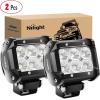 Nilight LED Light Bar 2PCS 18W Flood Led Pods Led Off Road Lights with 12V 16AWG Wiring Harness Kit-2 Lead, 2 Years Warranty