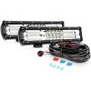 Nilight 2PCS 12Inch 180W Triple Row Flood Spot Combo LED Light Bar 18000LM Led Bar with Off Road Wiring Harness, 2 Years Warranty
