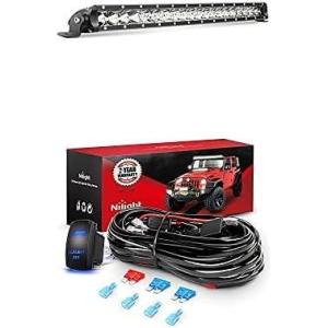 Nilight LED Light Bar 21Inch 100W Spot Flood Combo Led Off Road Lights with 12V 5Pin Rocker Switch 16AWG Wiring Harness Kit-2 Lead, 2 Years Warranty