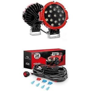 Nilight Led Pods 2PCS 51W Flood Light Bar LED Work Light Led Off Road Lights with 12V 16AWG Wiring Harness Kit-2 Lead, 2 Years Warranty