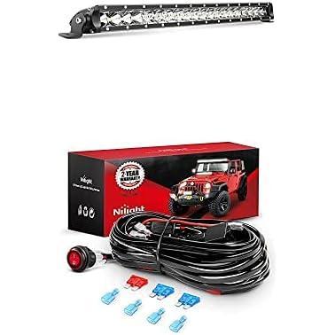 image:imageNilight LED Light Bar 21Inch 100W Spot Flood Combo Led Off Road Lights with 12V 16AWG Wiring Harness Kit2 Lead 2 Years Warranty