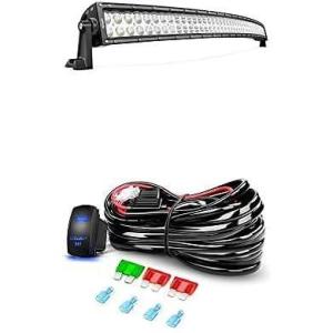 Nilight LED Light Bar 52Inch 300W Curved Spot Flood Combo Led Off Road Lights with 12V 5Pin Rocker Switch 12AWG Wiring Harness Kit-1 Lead, 2 Years Warranty