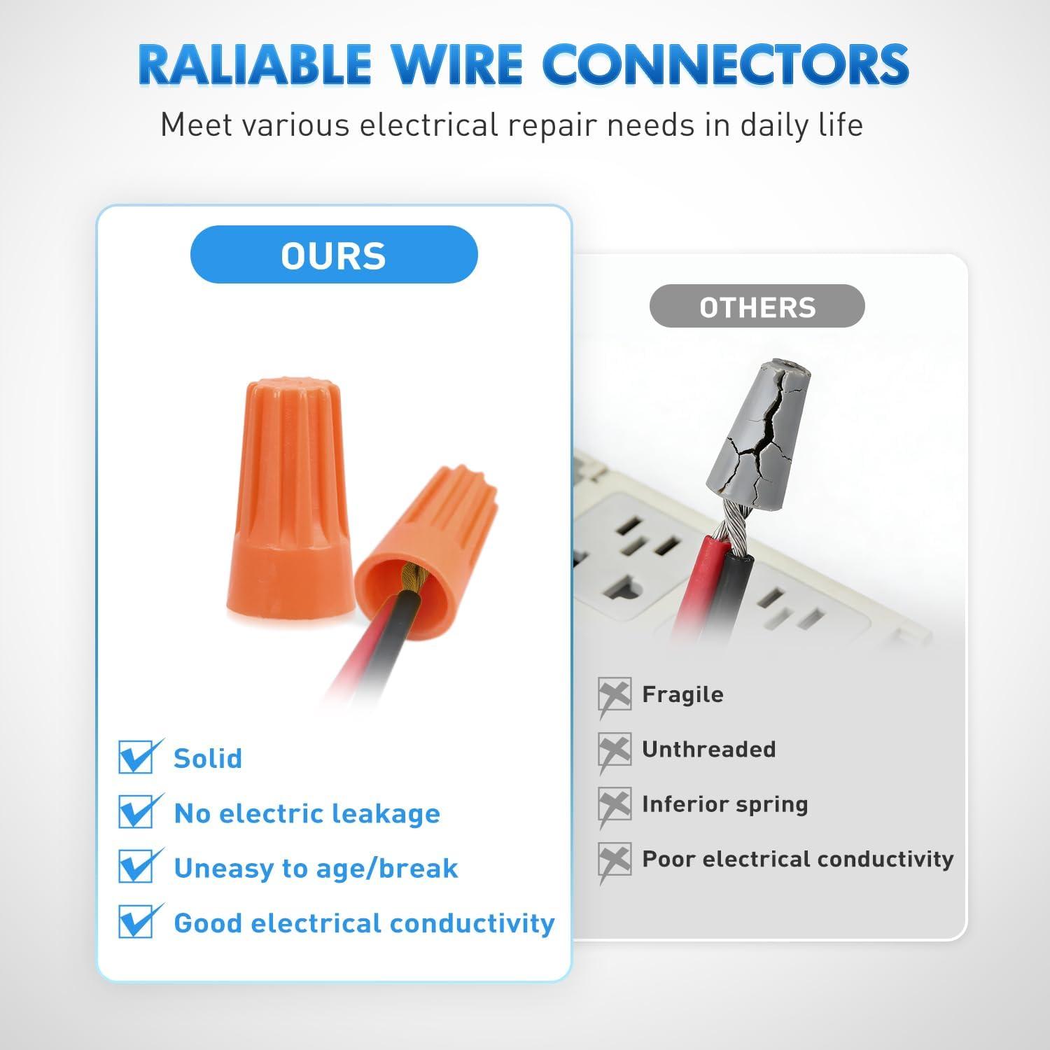 image:imageNilight 120PCS Yellow Wire Connectors Kit 1614 AWG Electric Wire Caps Insulating Insert Twist Electrical Wire Terminal with Spring for Connect Electrical Wiring Automotive Car Truck Boats Marine220Pcs Wire Caps