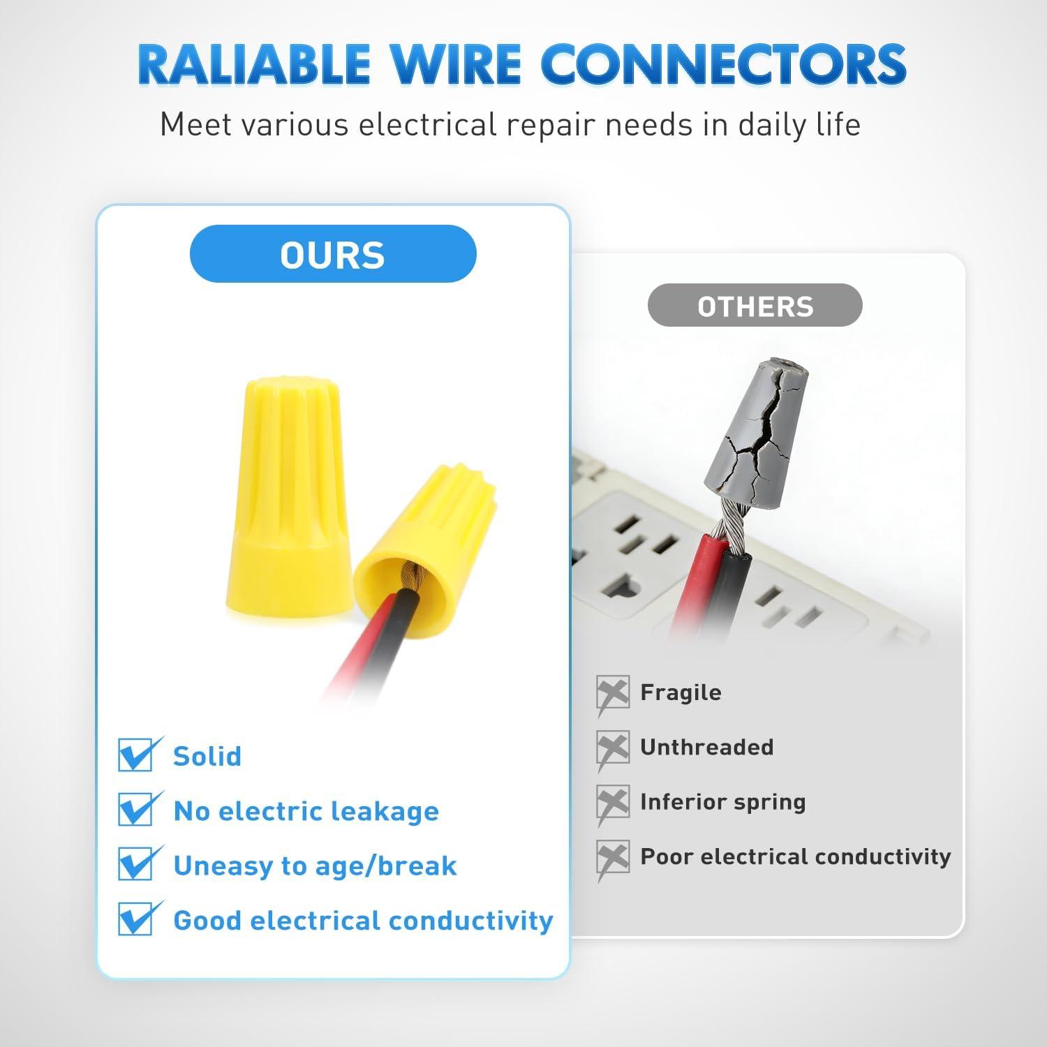 image:imageNilight 120PCS Yellow Wire Connectors Kit 1614 AWG Electric Wire Caps Insulating Insert Twist Electrical Wire Terminal with Spring for Connect Electrical Wiring Automotive Car Truck Boats Marine120PCS 1614 Wire Caps