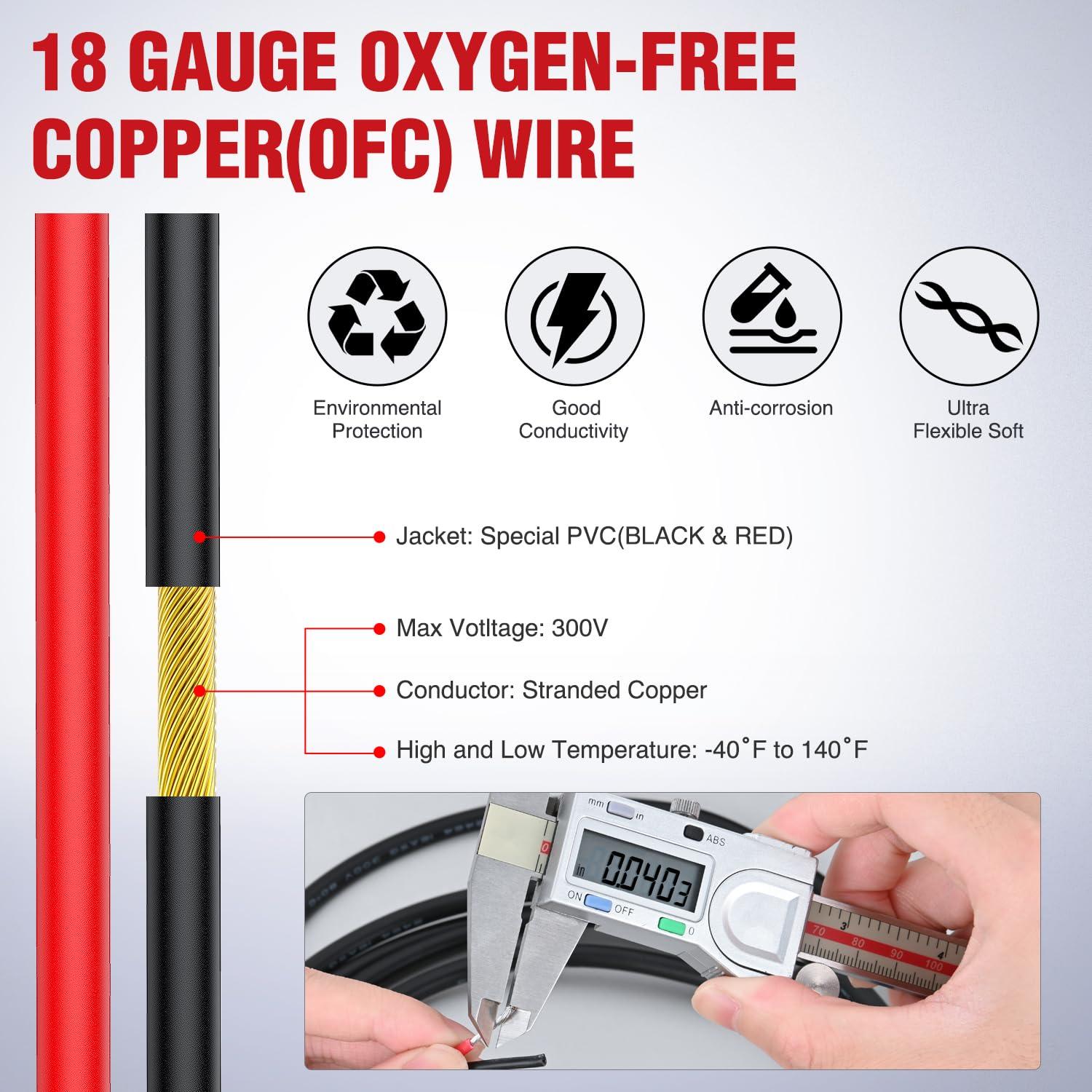 image:imageNilight 50FT 14AWG OxygenFree Copper Wire Red Black Electrical Wire Stranded PVC Cord 2 Conductor Parallel 300V DC Flexible Extension Cords for LED Strips Lamps Lighting2 Conductor