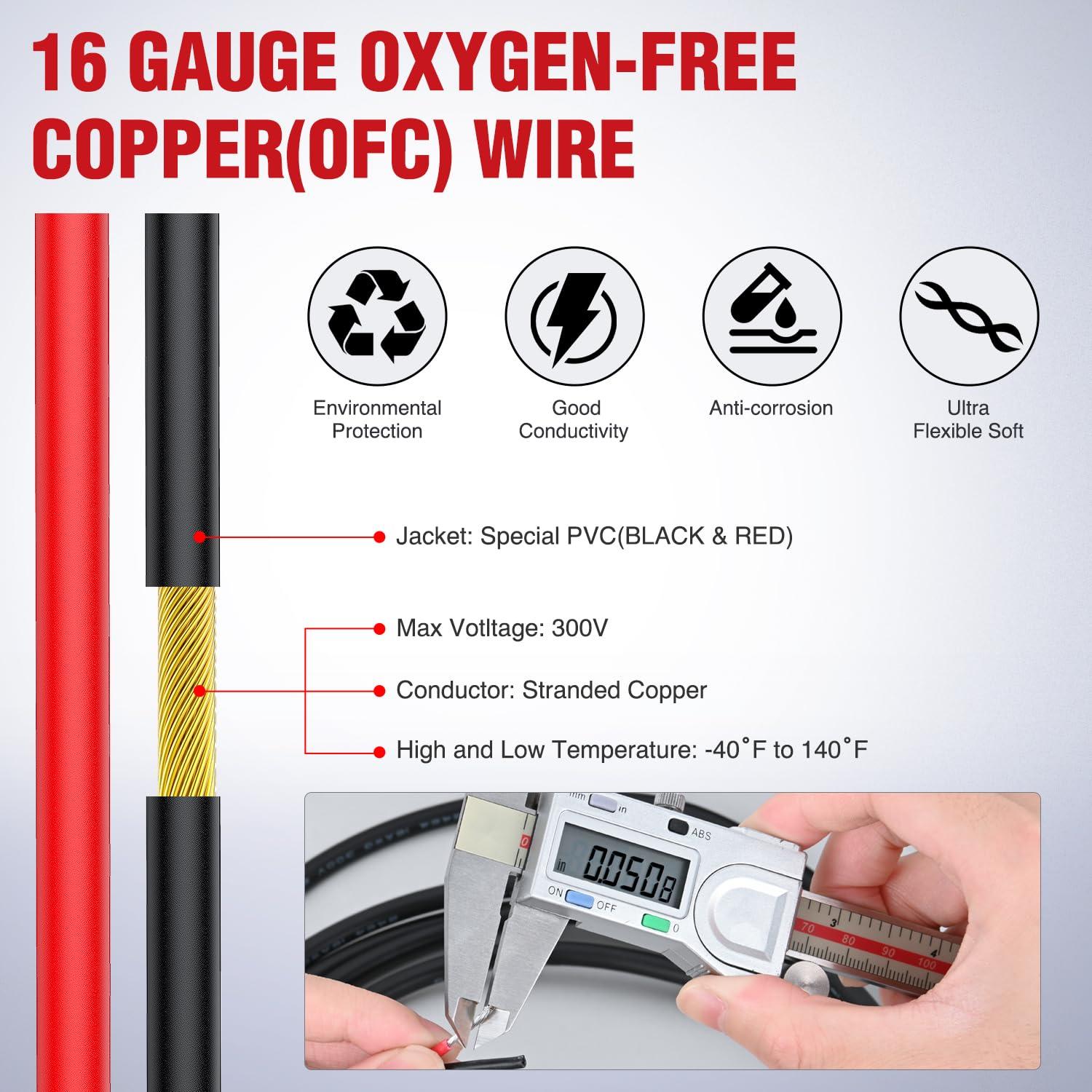 image:imageNilight 50FT 14AWG OxygenFree Copper Wire Red Black Electrical Wire Stranded PVC Cord 2 Conductor Parallel 300V DC Flexible Extension Cords for LED Strips Lamps Lighting2 Conductor