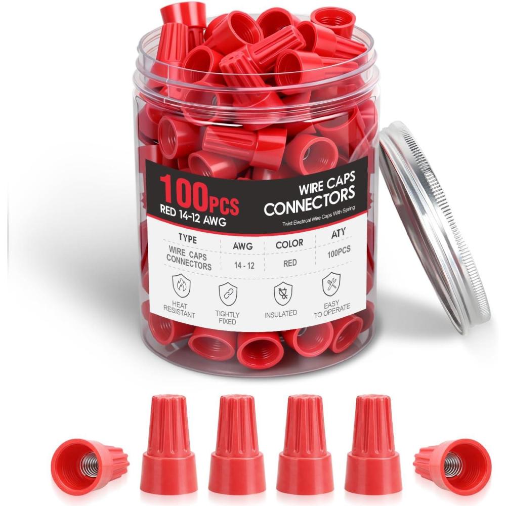 image:imageNilight 120PCS Yellow Wire Connectors Kit 1614 AWG Electric Wire Caps Insulating Insert Twist Electrical Wire Terminal with Spring for Connect Electrical Wiring Automotive Car Truck Boats Marine100PCS 1412 Wire Caps