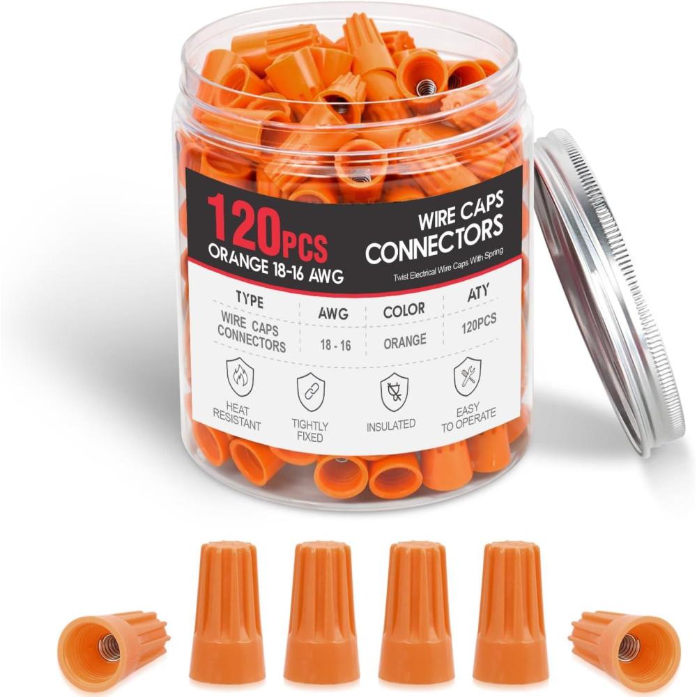 image:imageNilight 120PCS Yellow Wire Connectors Kit 1614 AWG Electric Wire Caps Insulating Insert Twist Electrical Wire Terminal with Spring for Connect Electrical Wiring Automotive Car Truck Boats Marine120PCS 1816 Wire Caps