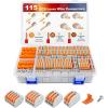 Nilight 120PCS Yellow Wire Connectors Kit 16-14 AWG Electric Wire Caps Insulating Insert Twist Electrical Wire Terminal with Spring for Connect Electrical Wiring Automotive Car Truck Boats Marine(115Pcs Lever Wire Connectors)