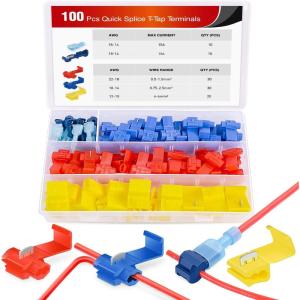 Nilight 120PCS Yellow Wire Connectors Kit 16-14 AWG Electric Wire Caps Insulating Insert Twist Electrical Wire Terminal with Spring for Connect Electrical Wiring Automotive Car Truck Boats Marine(100Pcs Snap Wire Connector)