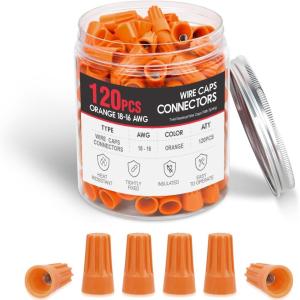 Nilight 120PCS Yellow Wire Connectors Kit 16-14 AWG Electric Wire Caps Insulating Insert Twist Electrical Wire Terminal with Spring for Connect Electrical Wiring Automotive Car Truck Boats Marine(120PCS 18-16# Wire Caps)