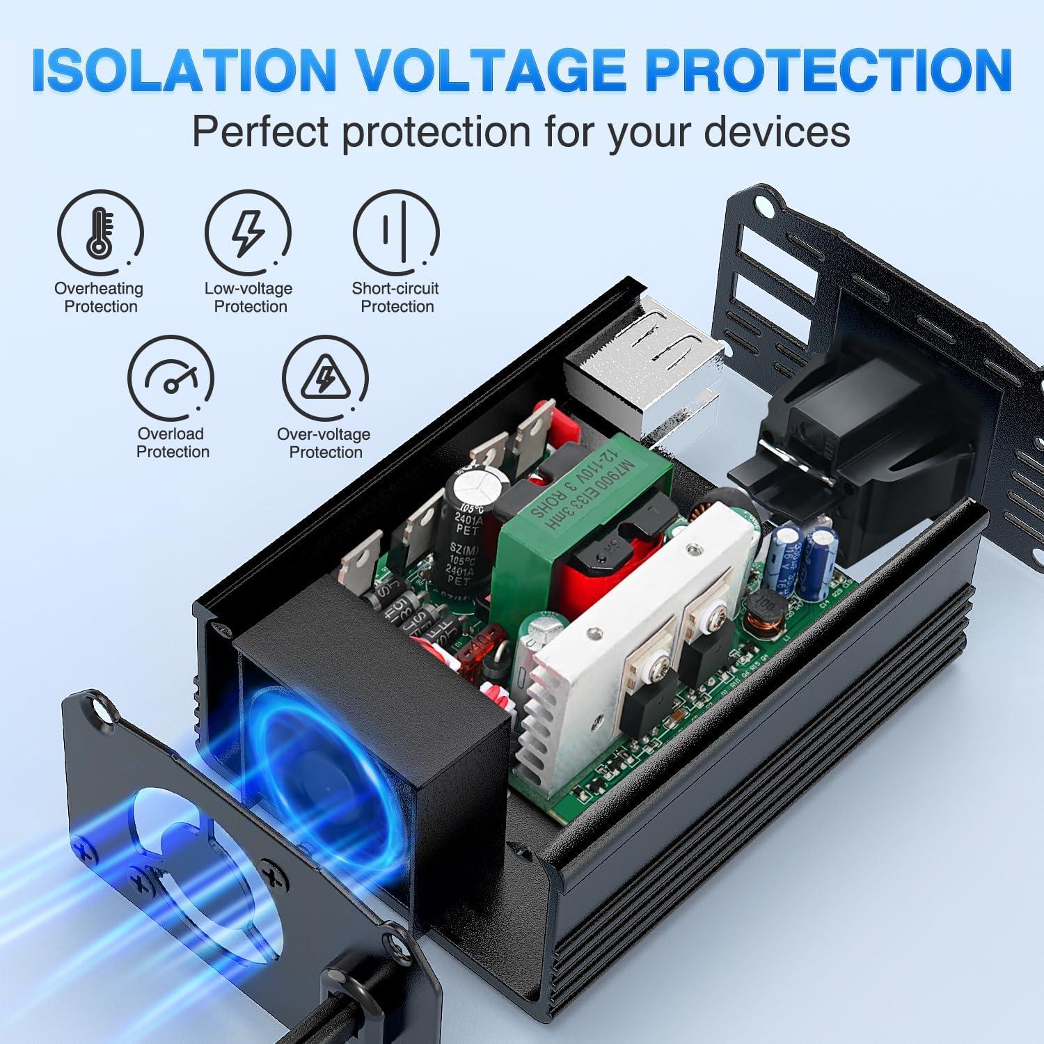 image:imageNilight 10028W 2 Pack Cigarette Lighter Male Plug with Leads 10Amp Fuse with LED Light Car Replacement Cigar Male Socket Plug Extension Cable150W USB2 110V Outlet