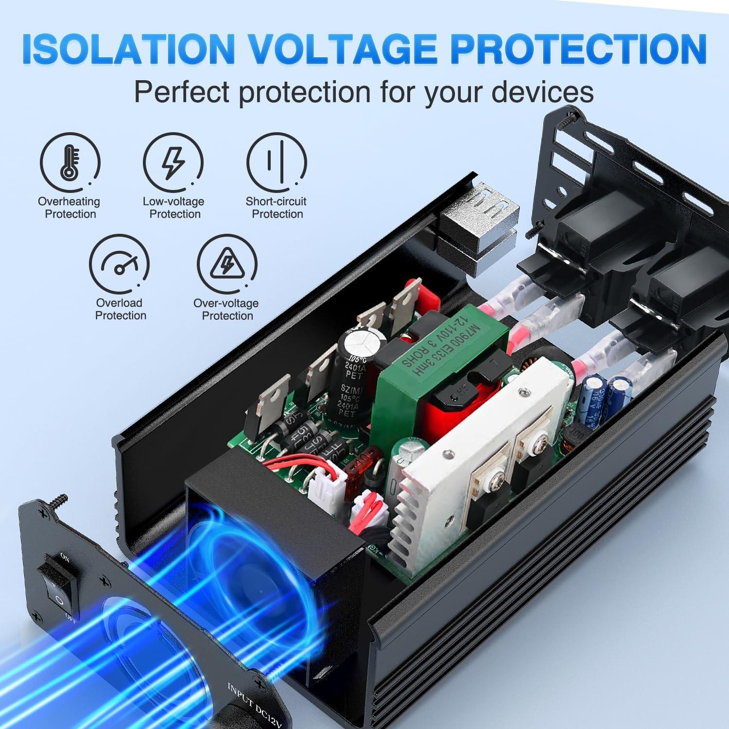 image:imageNilight 10028W 2 Pack Cigarette Lighter Male Plug with Leads 10Amp Fuse with LED Light Car Replacement Cigar Male Socket Plug Extension Cable300W USB2 110V Outlet2