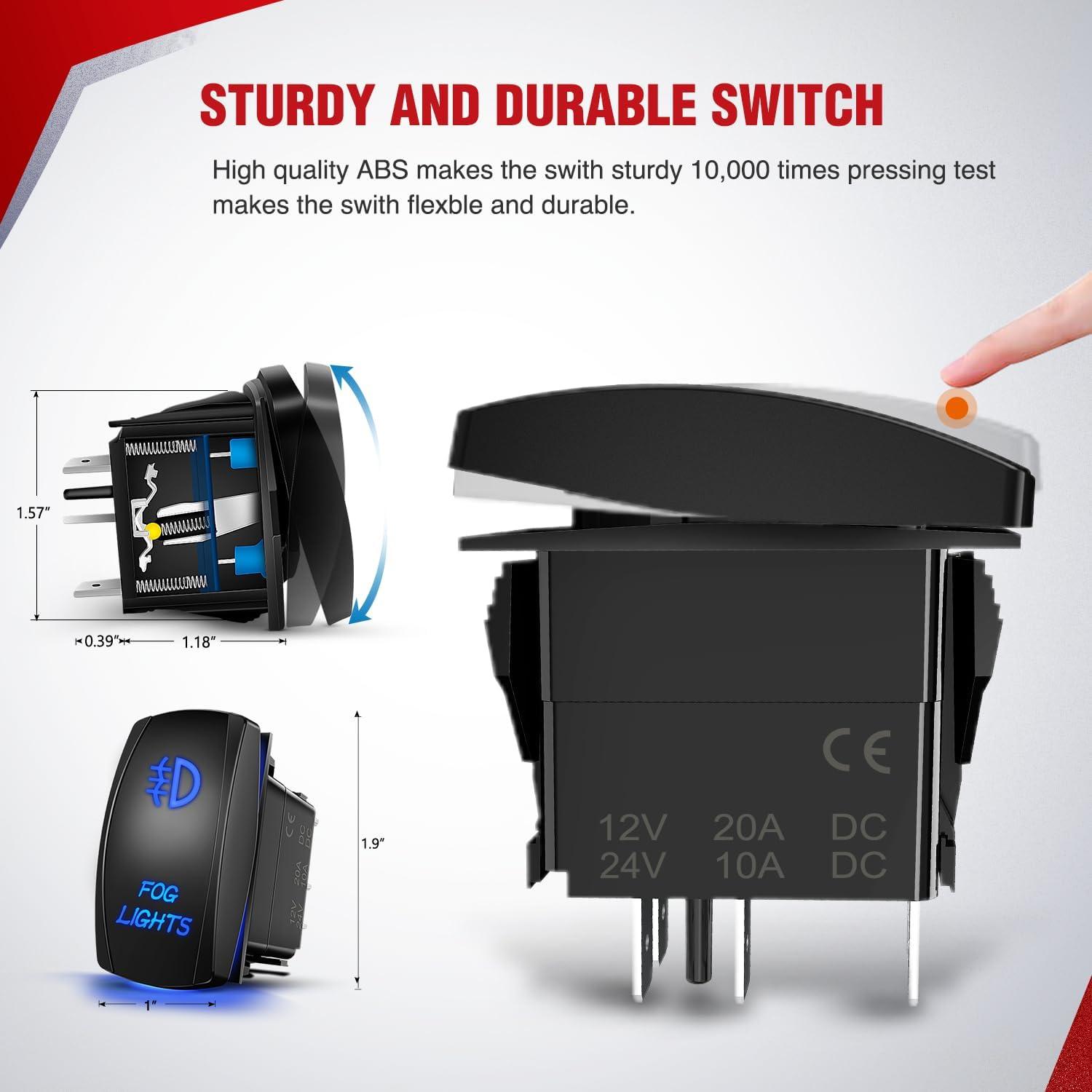 image:imageNilight 16AWG Heavy Duty Wiring Harness Kit 12V 5PIN Rocker Switch Relay Blade Fuse Socket Connector Compatible with 9005 9006 9140 9145 HB3 H10 Fog Light BulbsH11 Fog Light Wiring Harness
