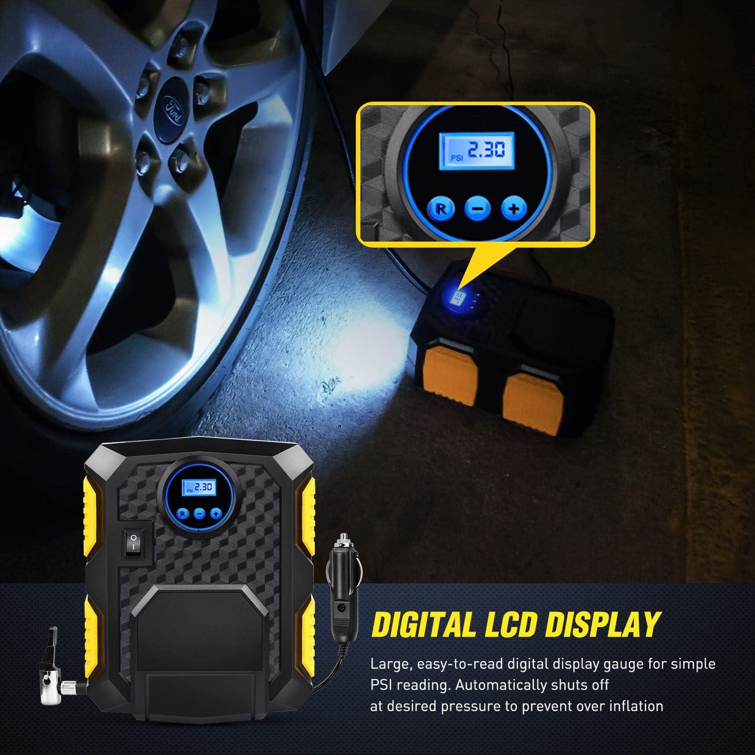 image:imageNilight 50028R BlackYellow 12V DC 150 PSI Air Compressor Pump Portable Digital Auto Tire Car Truck Bicycle RV and Other Inflatables 2 Years Warran