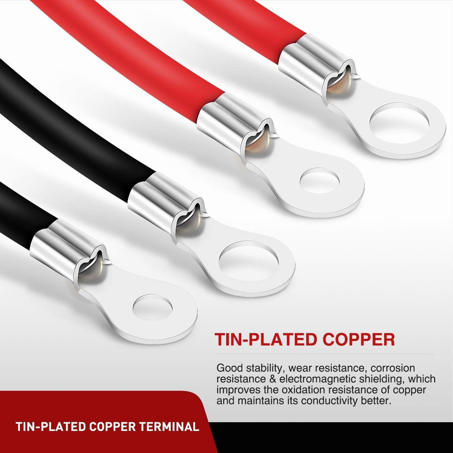 image:imageNilight 6 AWG 20 Inch Each Battery Power Inverter Cables wTinned Wire Terminals Red Black 38 Inch Lugs Copper Parallel OxygenFree Wires for Solar Motorcycle Automotive Cars