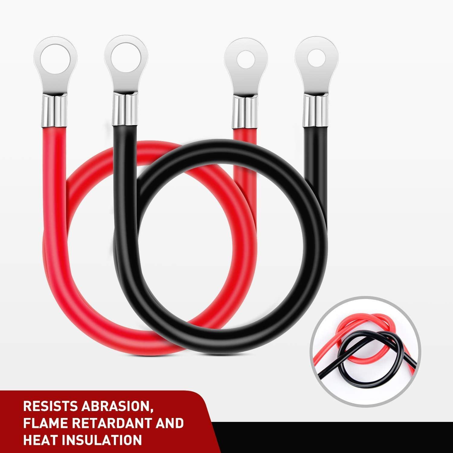 image:imageNilight 6 AWG 20 Inch Each Battery Power Inverter Cables wTinned Wire Terminals Red Black 38 Inch Lugs Copper Parallel OxygenFree Wires for Solar Motorcycle Automotive Cars