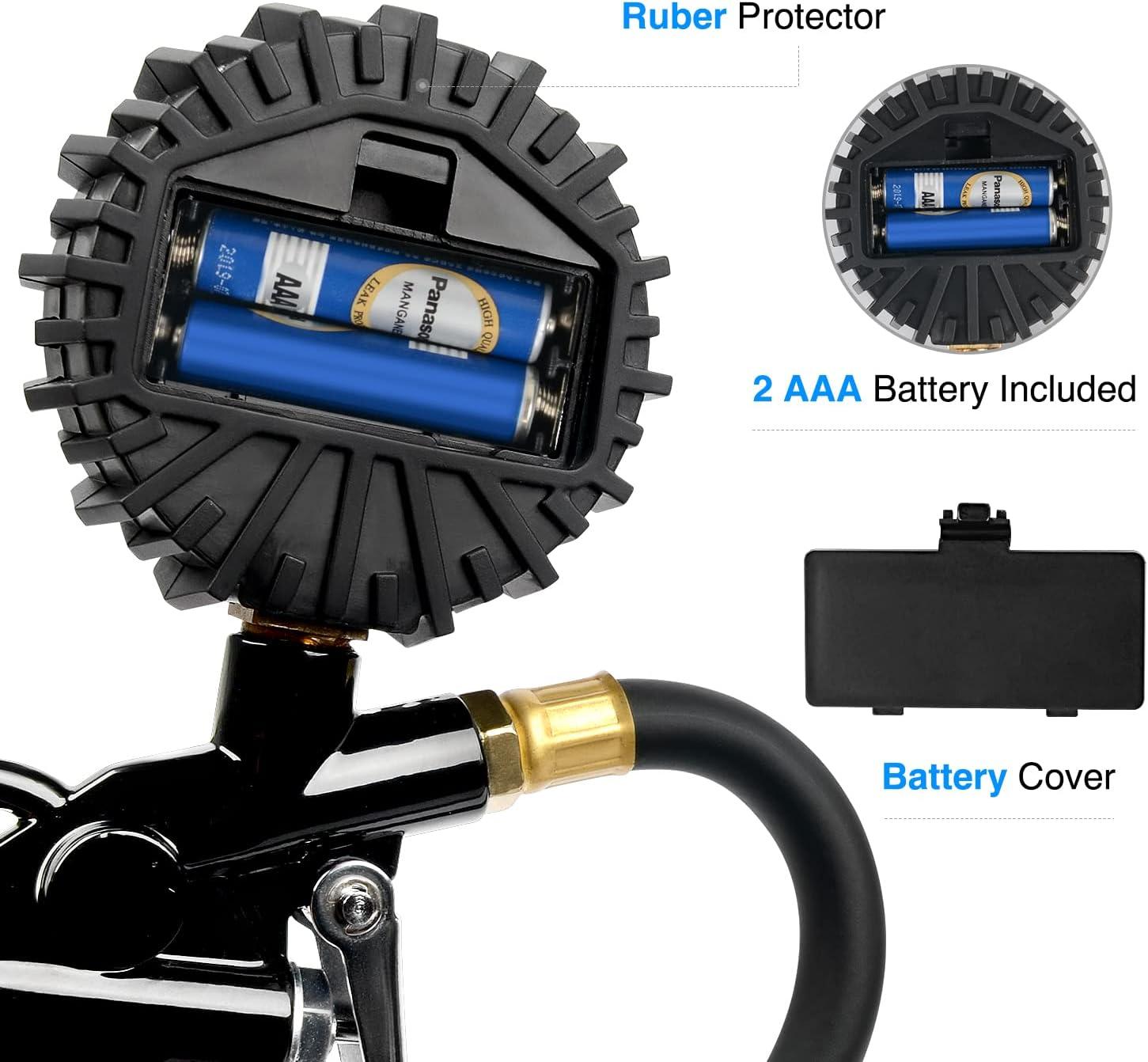 image:imageNilight Digital Tire Pressure Gauge Medium 250 PSI Air Chuck and Compressor Accessories Heavy Duty with Rubber Hose and Quick Connect Coupler for 01 Display Resolution