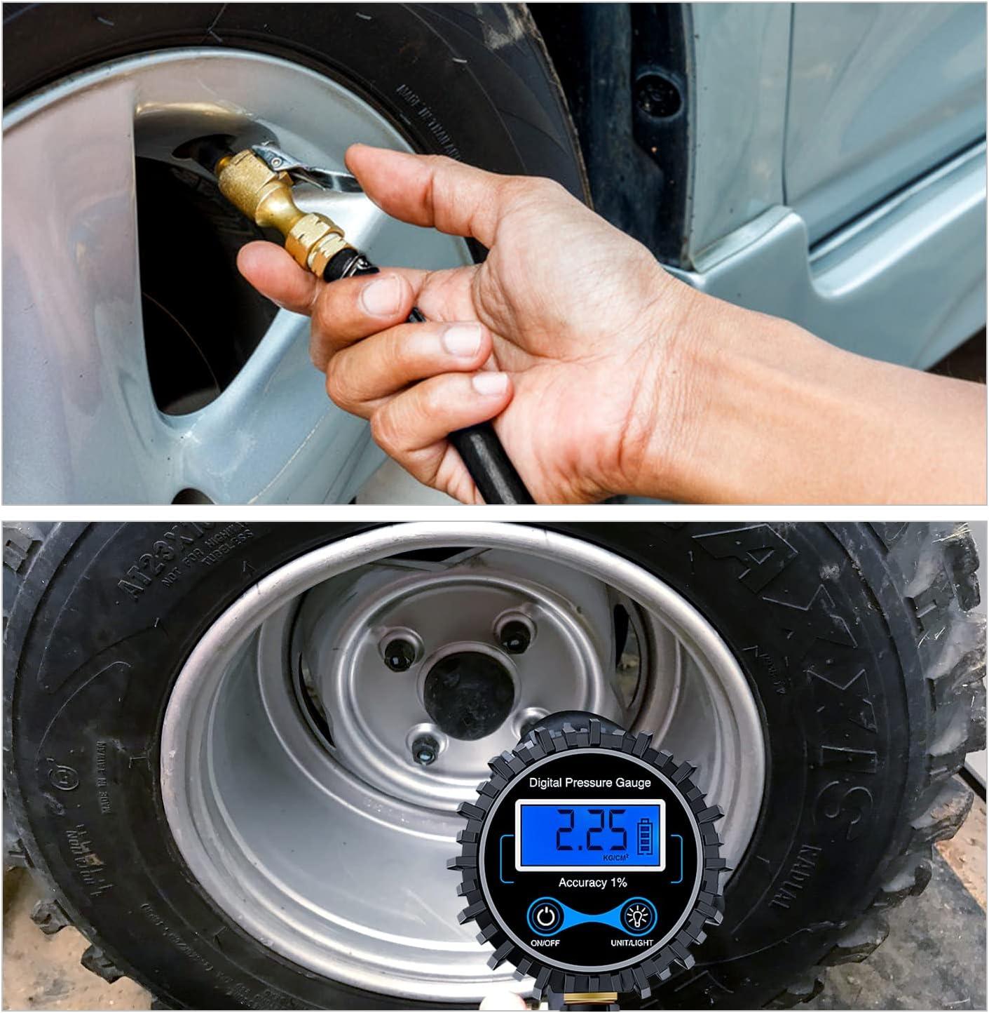 image:imageNilight Digital Tire Pressure Gauge Medium 250 PSI Air Chuck and Compressor Accessories Heavy Duty with Rubber Hose and Quick Connect Coupler for 01 Display Resolution