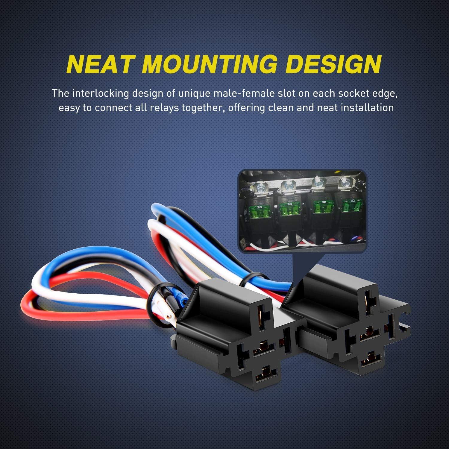 image:imageNilight Electric Fuel Pump Relay Kit Wiring Harness 40 AMP Relay Heavy Duty 10 Gauge Cables w30 AMP Blade Fuse 12V System for Trucks Cars RVs Marine Boats TrailersFuse Relay 5 Pack