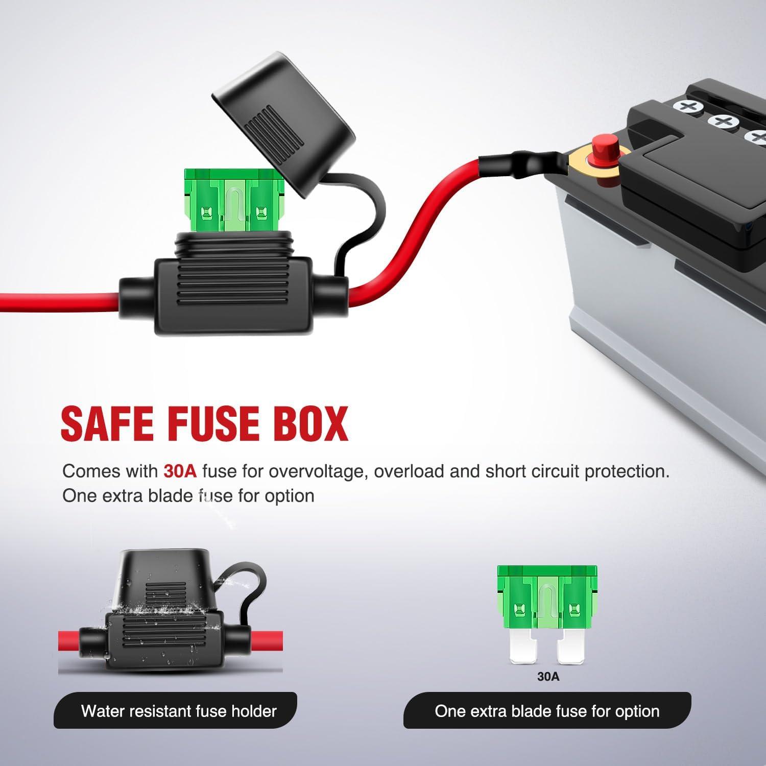 image:imageNilight Electric Fuel Pump Relay Kit Wiring Harness 40 AMP Relay Heavy Duty 10 Gauge Cables w30 AMP Blade Fuse 12V System for Trucks Cars RVs Marine Boats TrailersFuel Pump Relay Kit