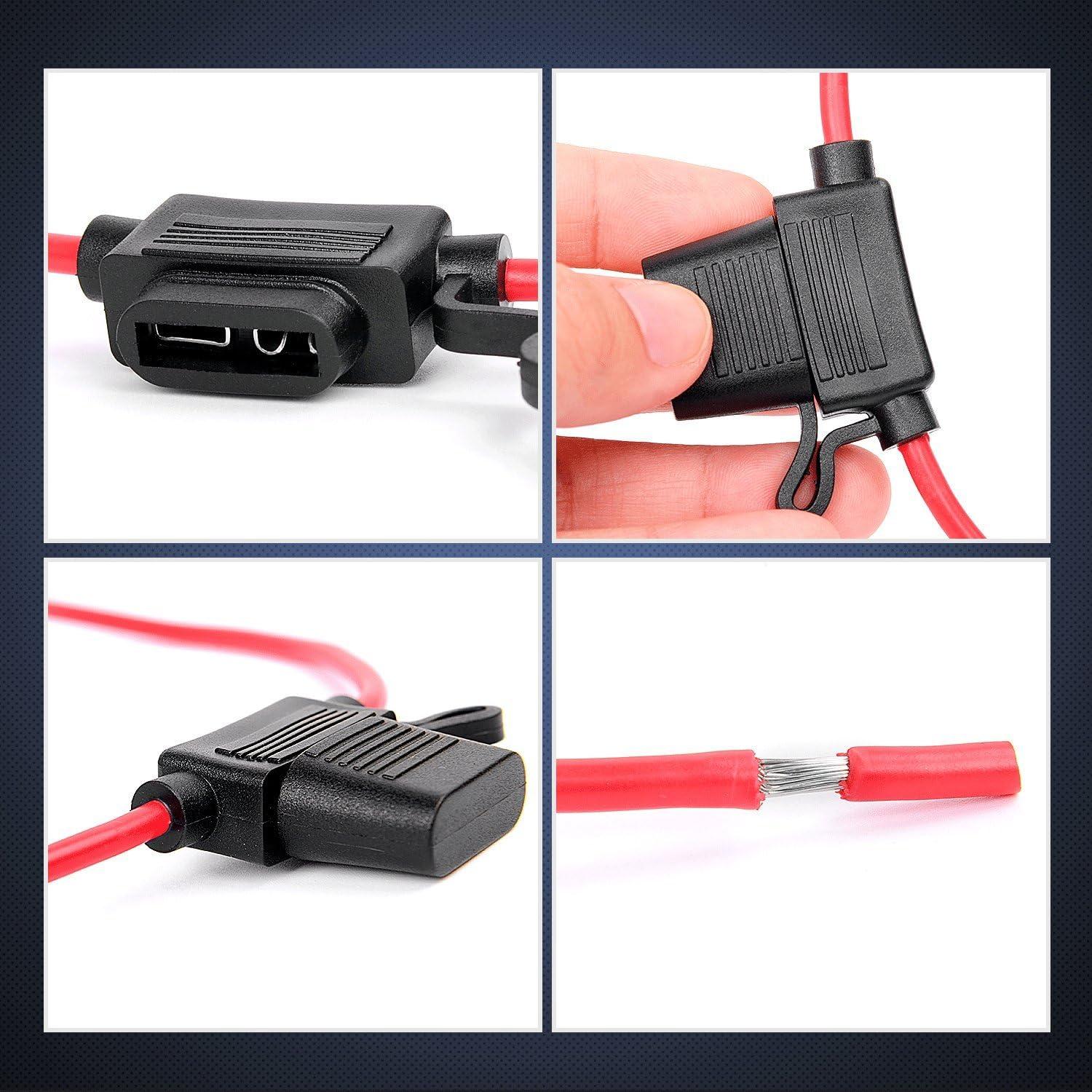 image:imageNilight Inline Holder 14AWG Wiring Harness ATCATO 30AMP Blade Automotive Fuse Holder10 Pack 2 Years Warranty