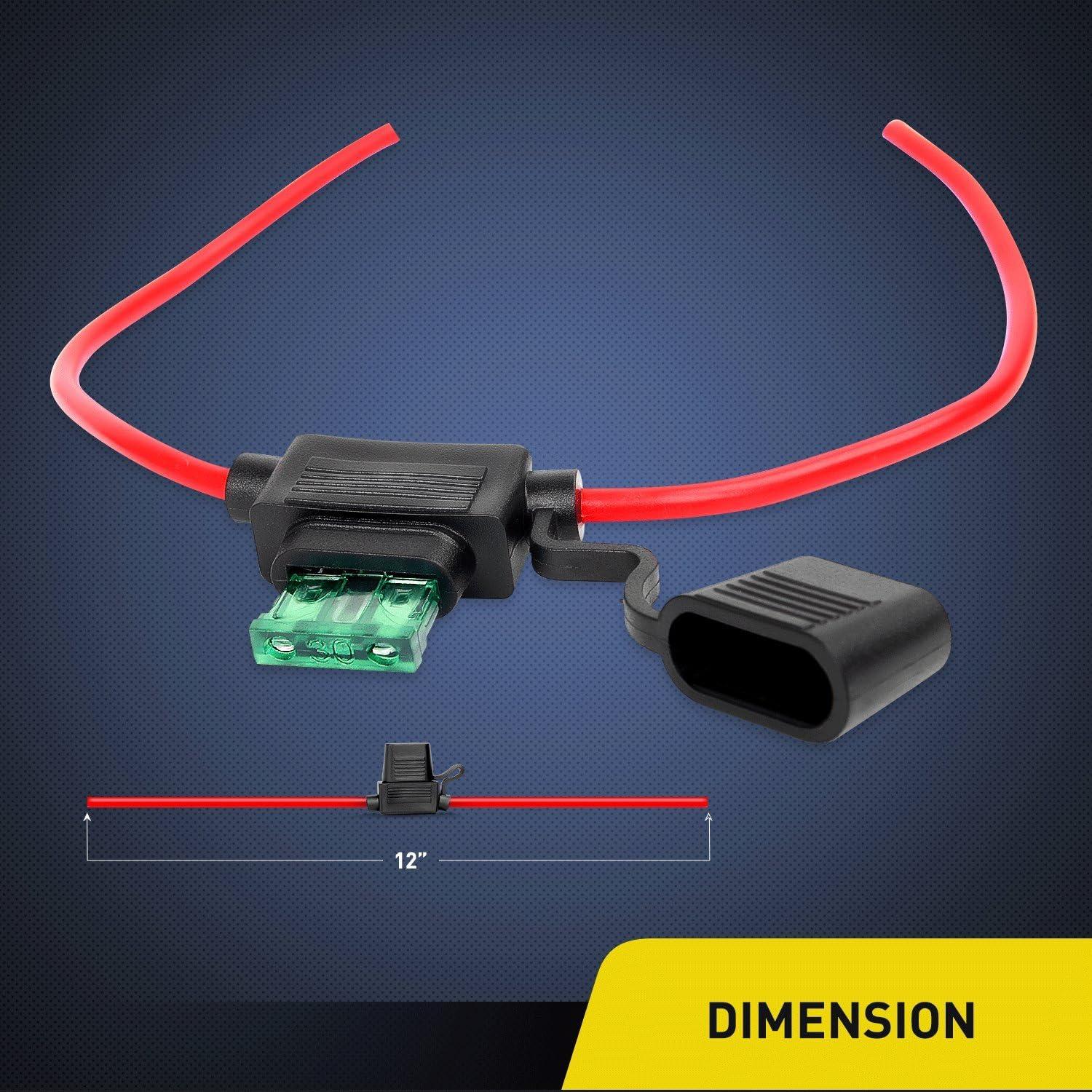 image:imageNilight Inline Holder 14AWG Wiring Harness ATCATO 30AMP Blade Automotive Fuse Holder10 Pack 2 Years Warranty