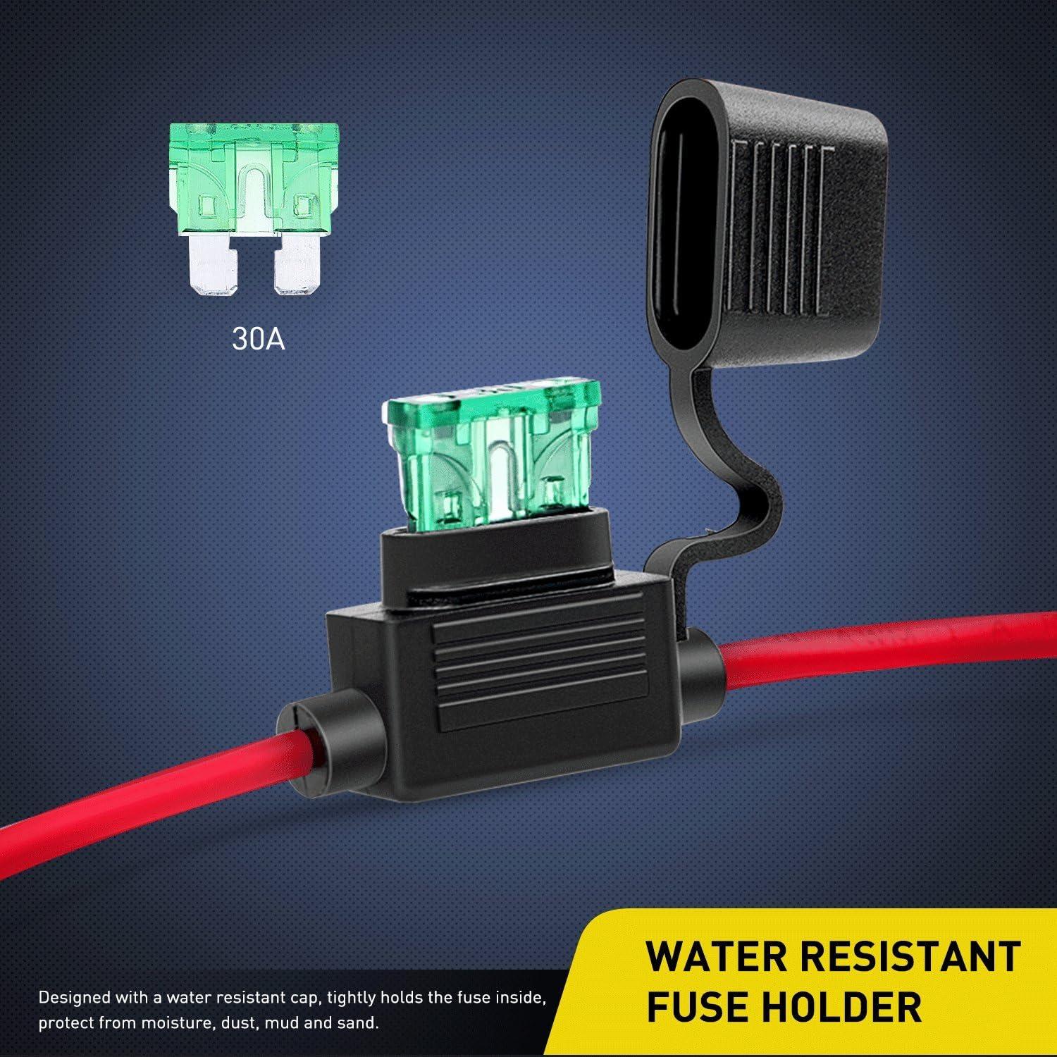 image:imageNilight Inline Holder 14AWG Wiring Harness ATCATO 30AMP Blade Automotive Fuse Holder10 Pack 2 Years Warranty