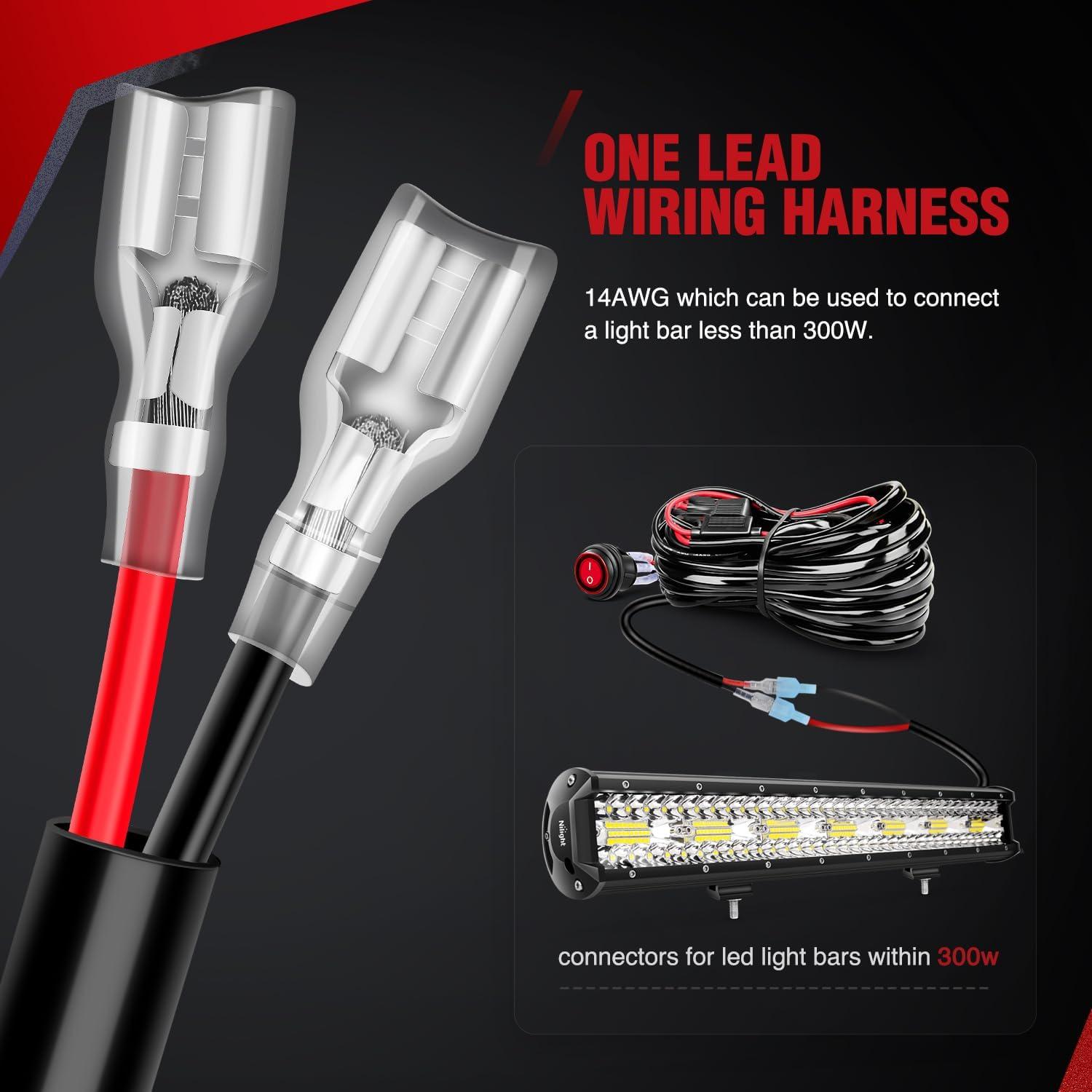 image:imageNilight Off Road ATVJeep LED Light Bar Wiring Harness Kit 40 Amp Relay Onoff Switch