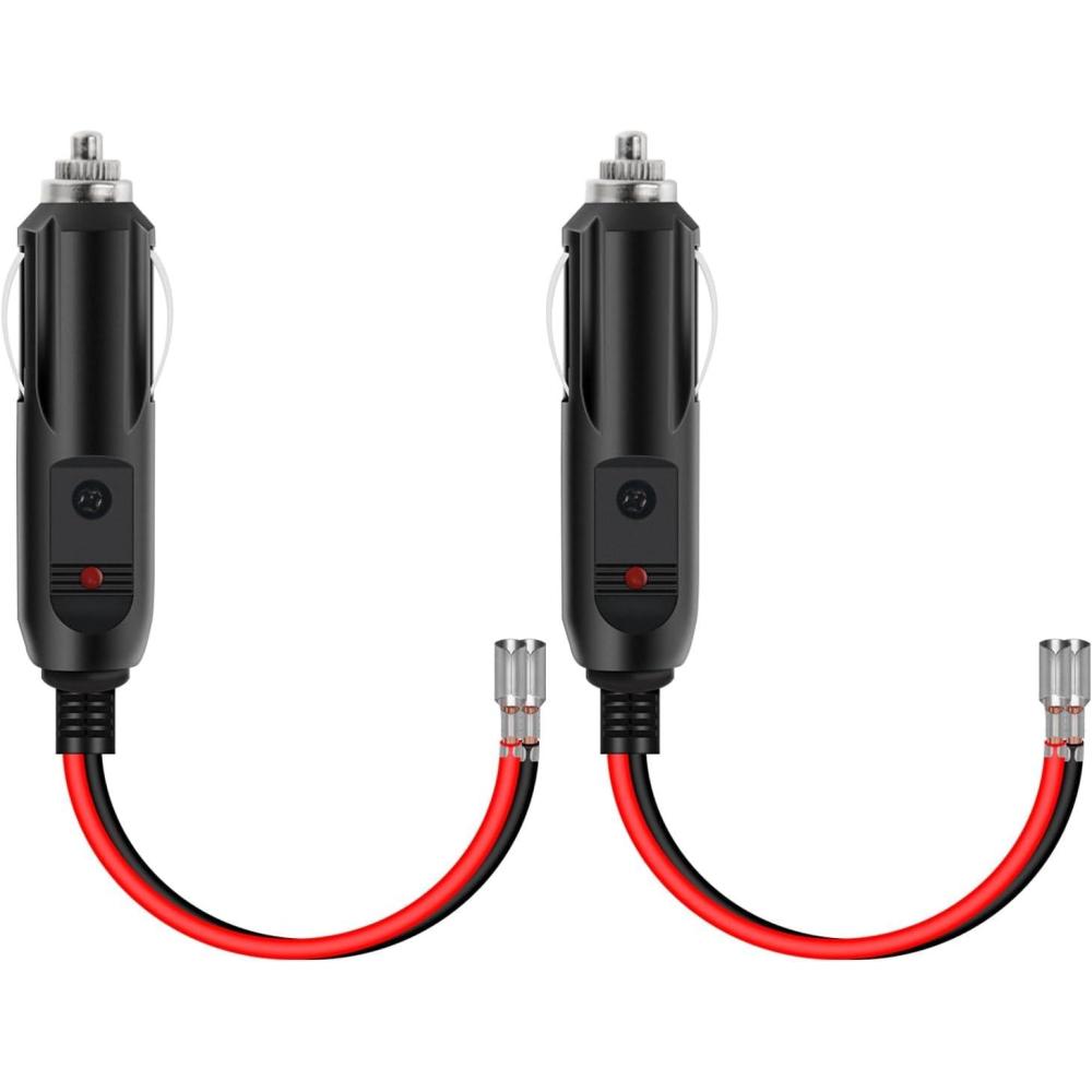 image:imageNilight 10028W 2 Pack Cigarette Lighter Male Plug with Leads 10Amp Fuse with LED Light Car Replacement Cigar Male Socket Plug Extension Cable2 Pack Male Plug