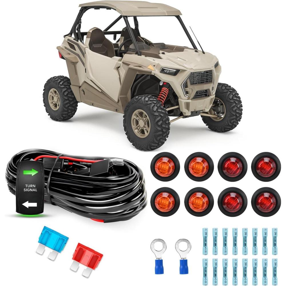 image:imageNilight 14AWG 18AWG LED Light Bar Wiring Harness Kit with Pulse Power Plug Connector 12V On Off 5Pin Rocker Switch Relay Fuse for Polaris RZR General Ranger Pulse Bus bar 3 Leads BlueUTV Turn Signal Wiring Harness KitVertical
