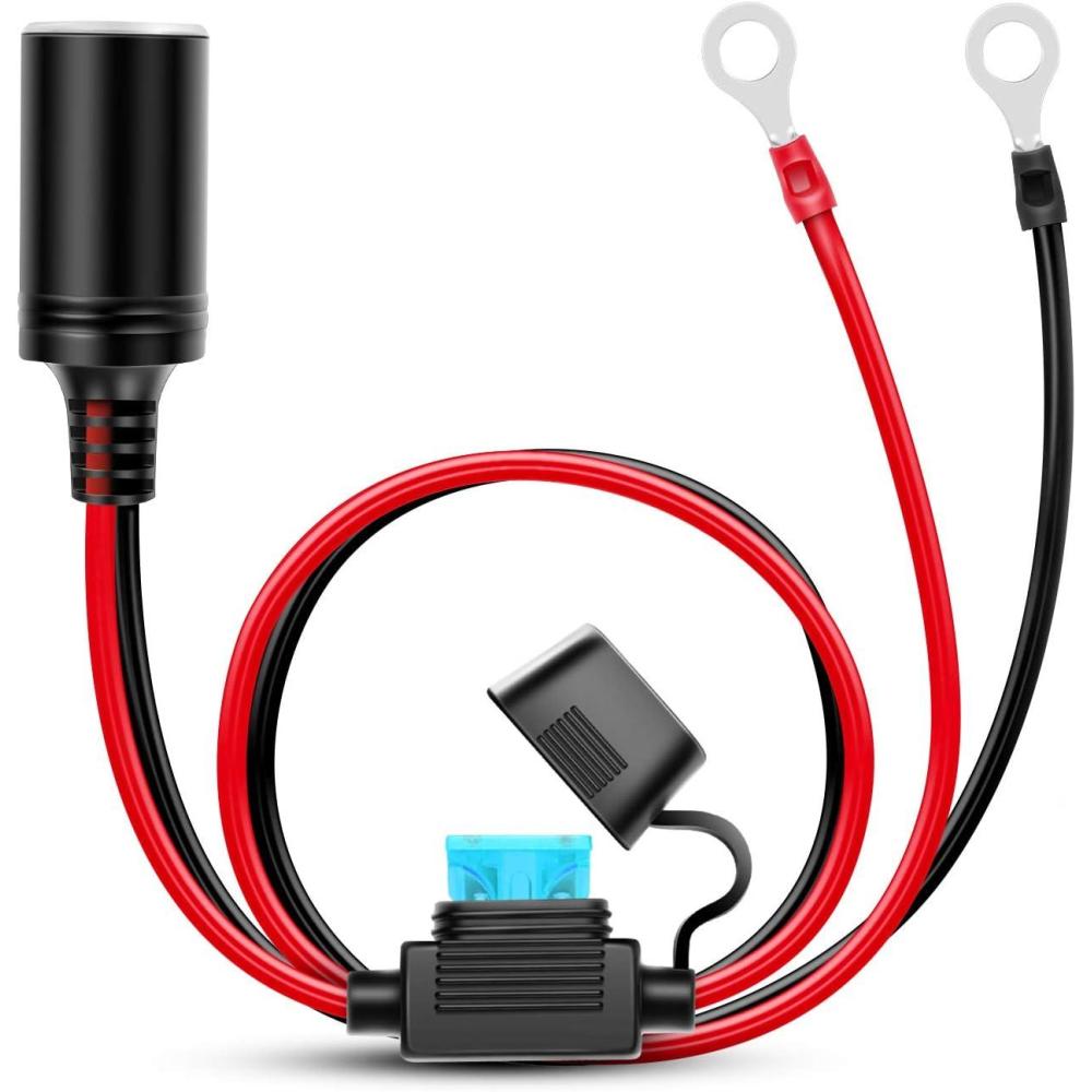 image:imageNilight Female Cigarette Lighter Outlet 3Ft Eyelet Terminal Plug and Blade Fuse Holder 12V 16AWG Heavy Duty Cable Accessory DC Power 12 24Volt Socket for Car Tire Inflator Air PumpCigarette Lighter Socket to O ring Harness