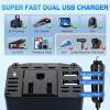 Nilight 10028W 2 Pack Cigarette Lighter Male Plug with Leads 10Amp Fuse with LED Light Car Replacement Cigar Male Socket Plug Extension Cable(150W USB*2 110V Outlet)