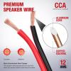Nilight 100FT 12AWG Copper Clad Aluminum Wire 12/2 Gauge Red Black CCA Electrical Cable 2 Conductor Parallel 12V/24V DC Flexible Extension Cords for Car Audio Radio Speaker Amplifier(12AWG-50FT)
