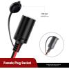 Nilight Female Cigarette Lighter Outlet 3Ft + Eyelet Terminal Plug and Blade Fuse Holder 12V 16AWG Heavy Duty Cable Accessory DC Power 12 24Volt Socket for Car Tire Inflator Air Pump(Cigarette Lighter Socket to Battery Clamp)
